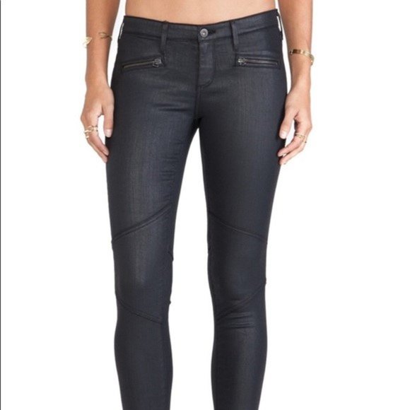 AG Adriano Goldschmied Blackslick Moto Zipper Legging 27R - Picture 1 of 16